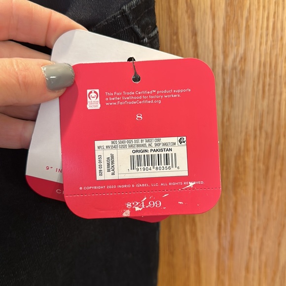 Isabel Maternity Black Over Belly Bermuda shorts with supportive crossov… - Picture 3 of 13